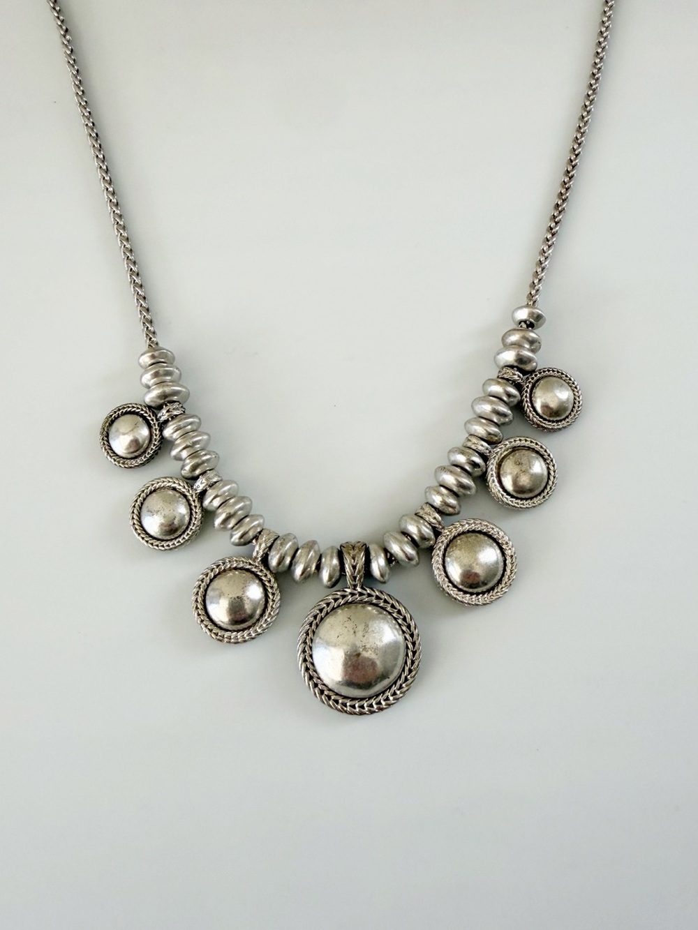 Lucky Brand Silver Tone Boho Western Casual Statement Necklace